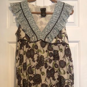 Anthropologie Floral V-Neck Tank